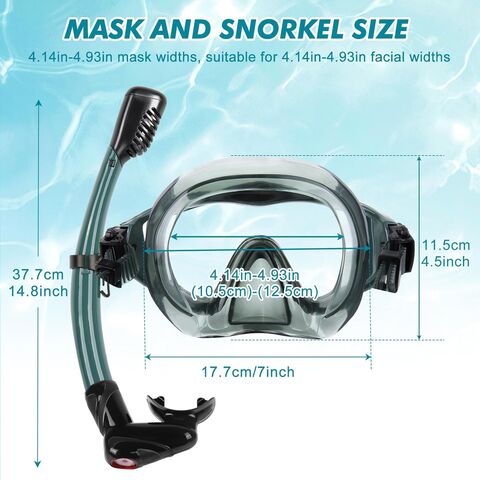 Ensemble de plongée en apnée pour adultes avec palmes, masque de plongée et lunettes de plongée antibuée, ensemble 3 en 1 panoramique grand angle