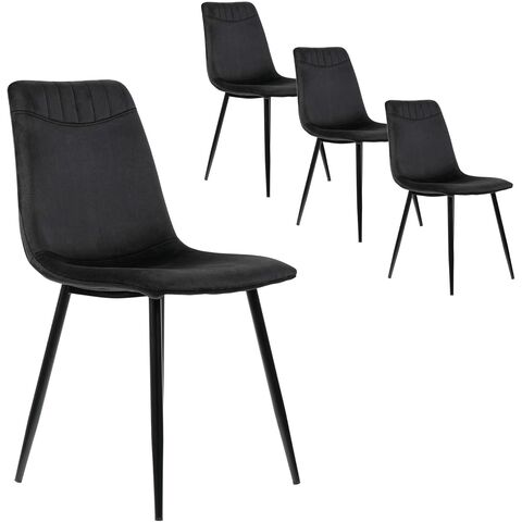 Juego de restaurante con mesa de comedor y 4 sillas, cocina moderna, juego con sillas de comedor de terciopelo negro y mesa de mármol.