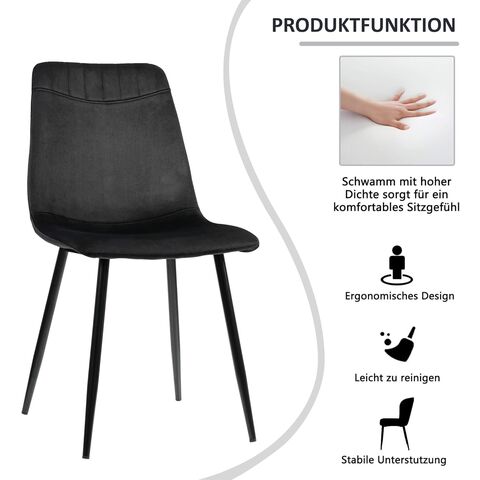 Juego de restaurante con mesa de comedor y 4 sillas, cocina moderna, juego con sillas de comedor de terciopelo negro y mesa de mármol.