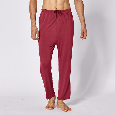 JUMBEAR Burgundy Red Solid Color Men's Pajama Pants, Comfort