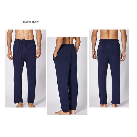 Pantalones de Salón para Hombre de Modal Transpirable Personalizados, Pantalones de Pijama Largos con Cintura Ajustable con Cordón