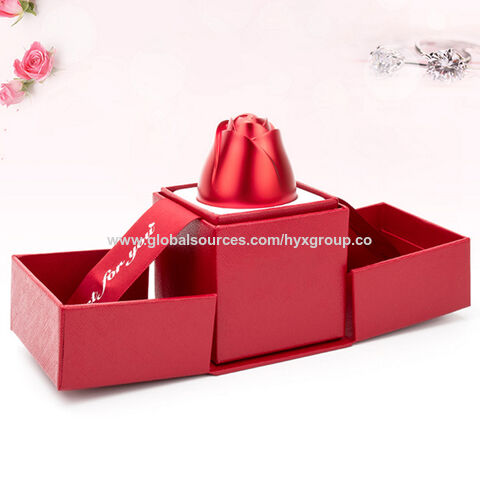 Caja de Anillo de Rosa para Boda de Moda, Soporte para Collar, Estuche de Almacenamiento y Exhibición de Joyas, Regalo
