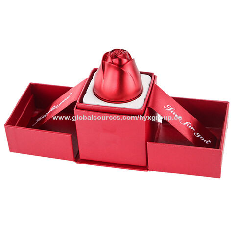 Caja de Anillo de Rosa para Boda de Moda, Soporte para Collar, Estuche de Almacenamiento y Exhibición de Joyas, Regalo