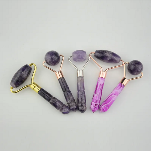 Großhandel OEM Hautpflege Beauty Tools Gesichtsmassage 100% Natürlicher Nephrit Amethyst Jade Roller Gua Sha