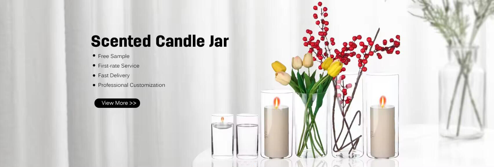 Transparent Glass Candle Holder Chinese Ornaments