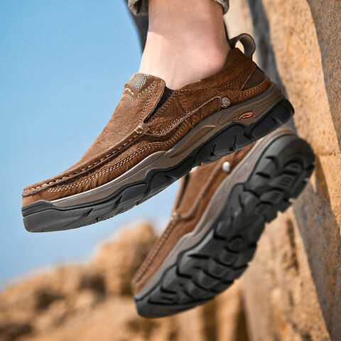 CAMEL CROWN Mocassins Masculinos, Mocassim Slip On Em Couro