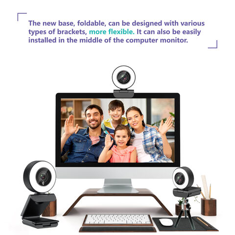 Webcam USB avec Anneau Lumineux pour Android TV Box, Webcam de Chat, Caméra PC 1080p pour Ordinateur Portable, Webcam en Ligne