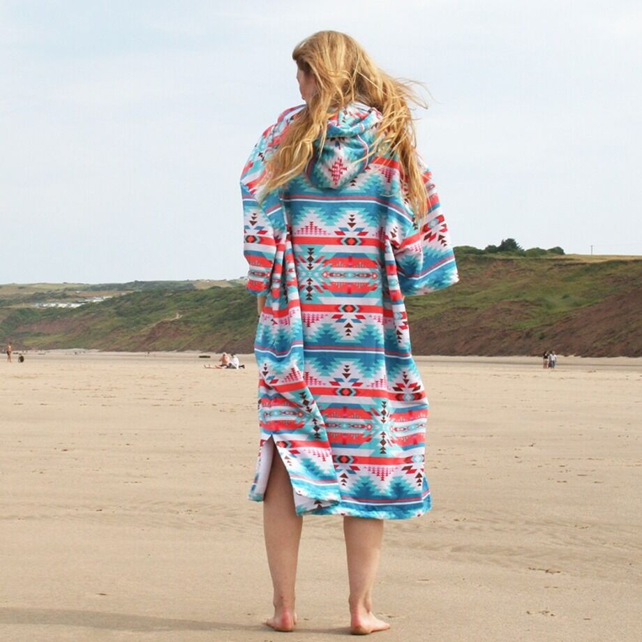 Changing Robe Aztec Mu Summer Beach Changing Clothes Robe Organic Cotton Hooded Ponchos ...