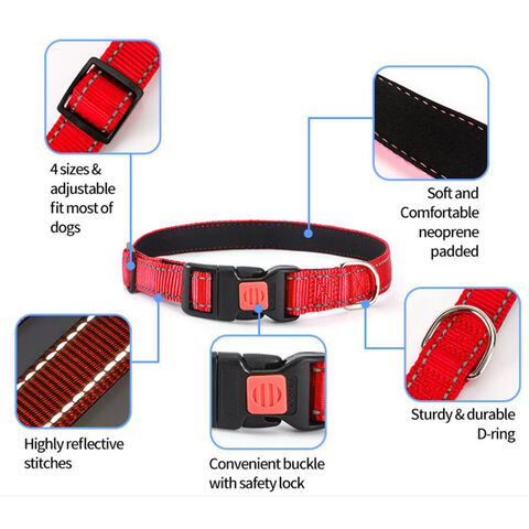 Verstellbares, weiches Neopren-Hundehalsband mit reflektierendem Design und Sicherheitsschnalle, atmungsaktive Nylon-Haustierhalsbänder für Hunde und Katzen, Großhandel für Tierbedarf