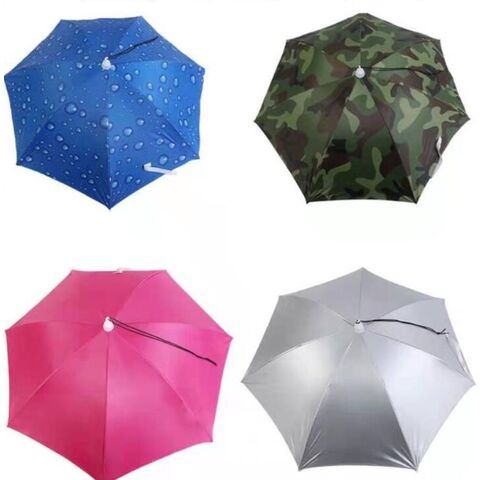Sombrero paraguas de pesca multifuncional de doble capa con revestimiento anti-UV para senderismo al aire libre, a prueba de viento e impermeable, sombrillas parasol