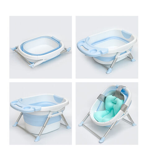 Banheira dobrável para bebês rosa e azul, banheira dobrável autônoma portátil de plástico para bebês, venda imperdível