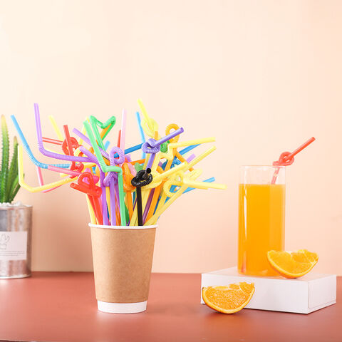 100 bunte Einweg-Kunststoffstrohhalme, biegbare DIY-Form-Strohhalme, kreative Trinkhalme