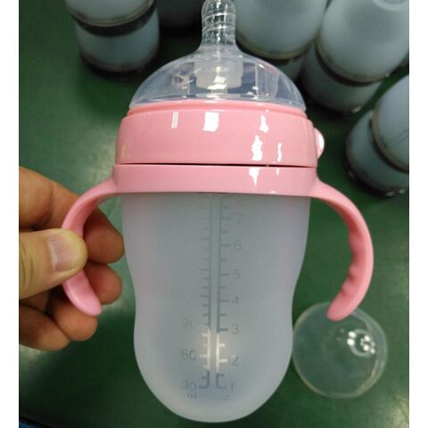 Biberón de silicona anticólicos con pajita para bebés, servicio OEM disponible.