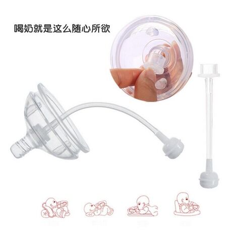 Biberón de silicona anticólicos con pajita para bebés, servicio OEM disponible.