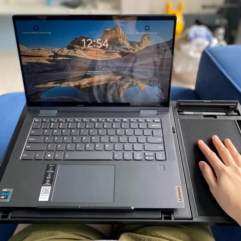 Suporte de Laptop com Almofada Dupla, Apoio de Pulso e Mouse Pad Integrado, Mesa Portátil para Laptop para Sofá e Cama