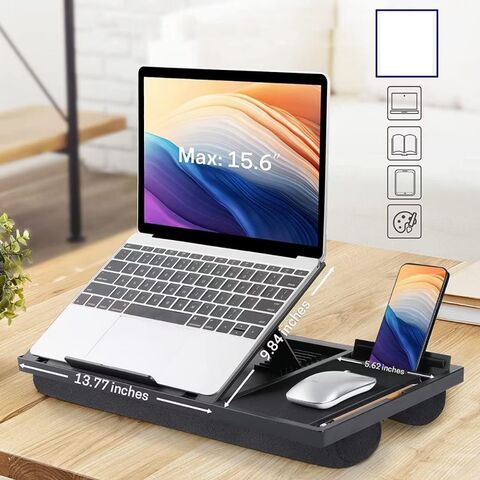 Suporte de Laptop com Almofada Dupla, Apoio de Pulso e Mouse Pad Integrado, Mesa Portátil para Laptop para Sofá e Cama