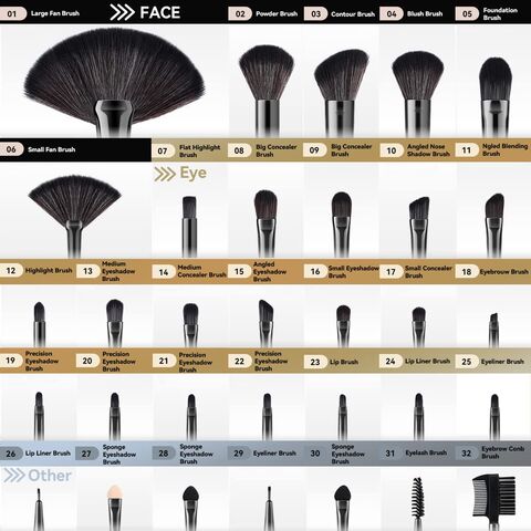 32-teiliges Make-up Pinsel Set, Puder Rouge Pinsel, Lidschattenpinsel, Highlighter Pinsel. Professionelles Make-up Pinselset für den Großhandel.