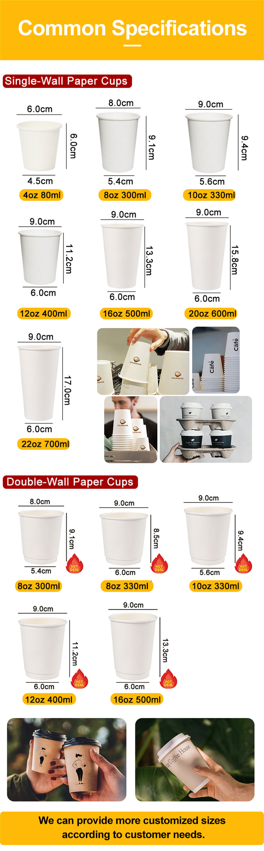 Buy China Wholesale Paper Cup 8oz 12oz 14oz 16oz Disposable Paper Cups ...