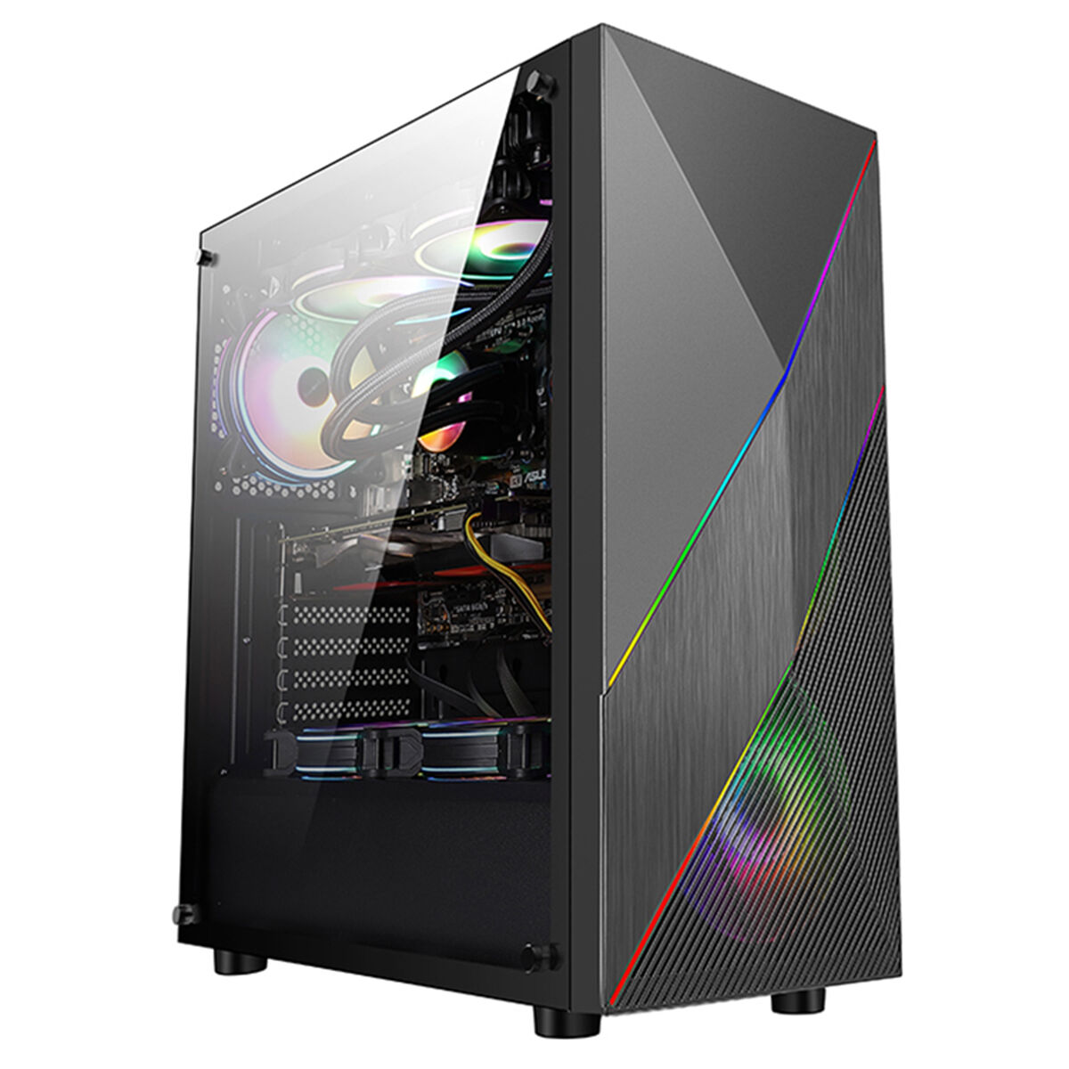 Desktop Dynamic Case Ruix Diamond-350 Atx Gaming Desktop Case Tempered Glass Side Panel ...