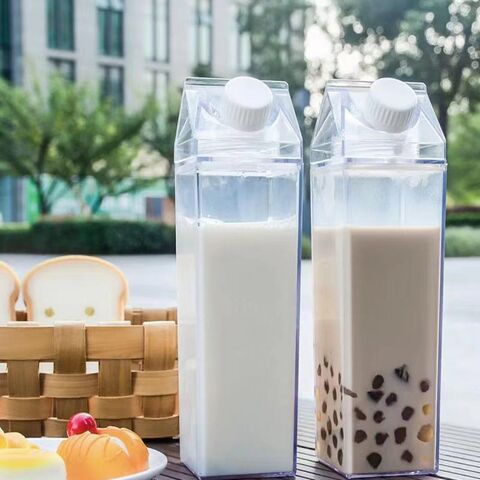 Botella de agua de cartón de leche barata de 500 ml, botella de agua de plástico transparente y duradera