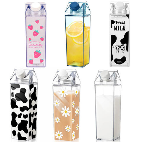 Botella de agua de cartón de leche barata de 500 ml, botella de agua de plástico transparente y duradera