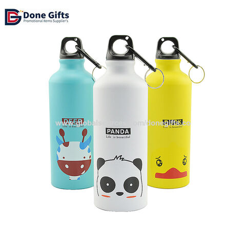 600 ml Aluminium Wasserflasche mit Karabiner, kundenspezifischer Logodruck, Aluminium Trinkflasche für Kinder
