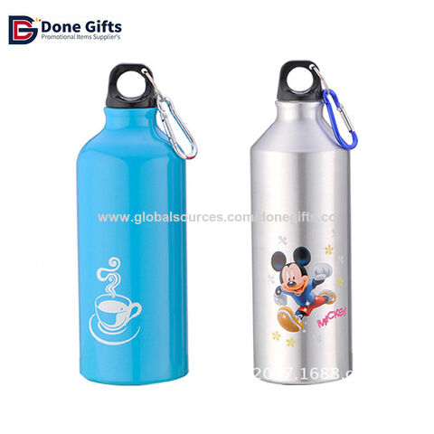 600 ml Aluminium Wasserflasche mit Karabiner, kundenspezifischer Logodruck, Aluminium Trinkflasche für Kinder