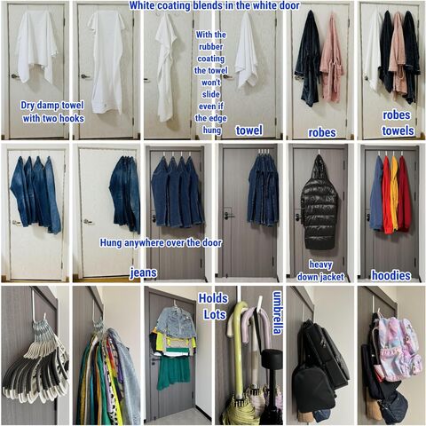 Colgadores para Puerta 4 Unidades L=5.5" para Puertas de 1 3/8" con Recubrimiento Plástico Blanco para Colgar Toallas, Batas, Perchero para Baño, Dormitorio, Litera