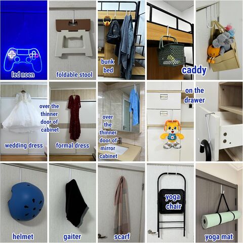 Colgadores para Puerta 4 Unidades L=5.5" para Puertas de 1 3/8" con Recubrimiento Plástico Blanco para Colgar Toallas, Batas, Perchero para Baño, Dormitorio, Litera