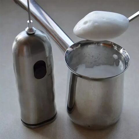 Batedor de leite por atacado para café, 2 velocidades, misturador de bebidas de aço inoxidável operado por bateria, batedor elétrico para café