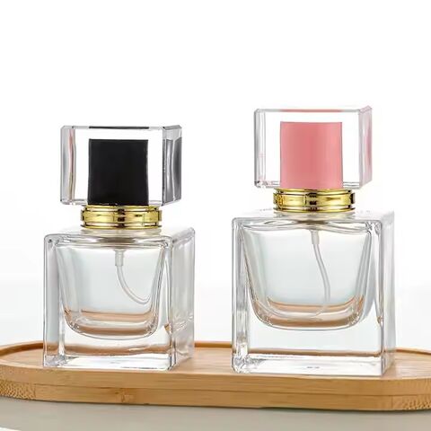 Fine Atomizer Crystal Perfume Bottles: Square Glass Bottles in 30ml 50ml and 100ml, Enhanced with Stylish Lids
