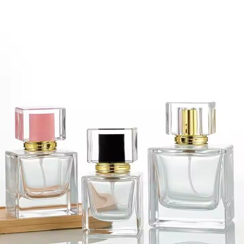 Fine Atomizer Crystal Perfume Bottles: Square Glass Bottles in 30ml 50ml and 100ml, Enhanced with Stylish Lids