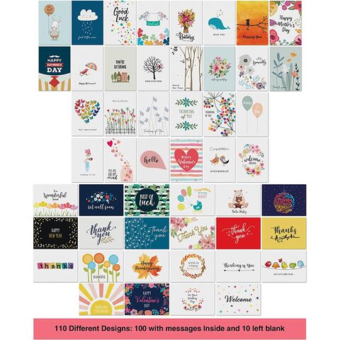 Assortiment de Cartes de Voeux pour Toutes Occasions avec Messages à l'Intérieur. Anniversaires, Condoléances, Pensées, etc.