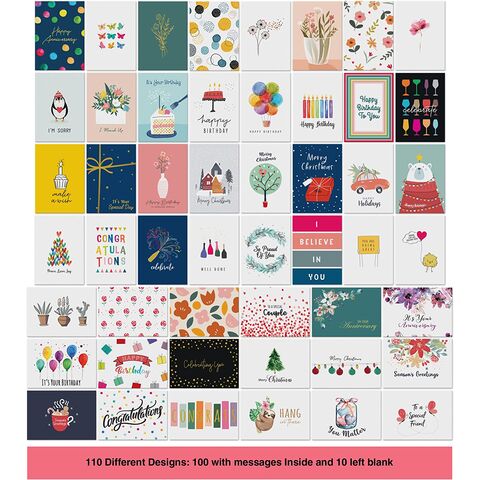 Assortiment de Cartes de Voeux pour Toutes Occasions avec Messages à l'Intérieur. Anniversaires, Condoléances, Pensées, etc.