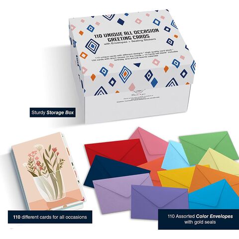 Assortiment de Cartes de Voeux pour Toutes Occasions avec Messages à l'Intérieur. Anniversaires, Condoléances, Pensées, etc.