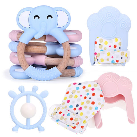 Grosir Mainan Gigit Bayi Silikon Kayu Sensorik Cincin Teether