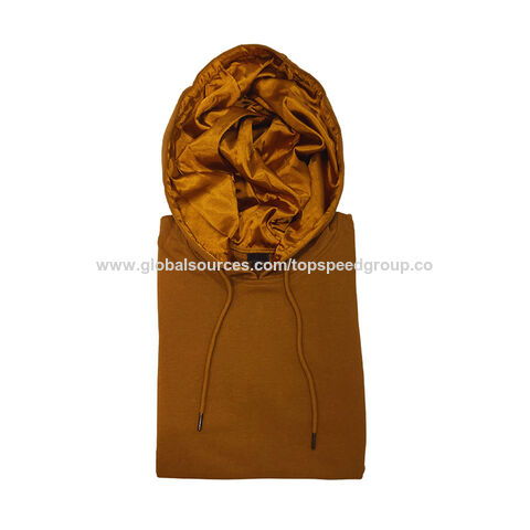 Pull à capuche doublé de satin, coupe décontractée et ample, sweat à capuche doublé de satin pour hommes et femmes, logo personnalisé OEM, vente en gros