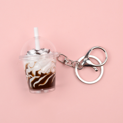 Chaveiro Feminino da Moda com Sorvete e Café, Criativo e Bonito com Bebidas Boba Bubble, Pingente de Presente