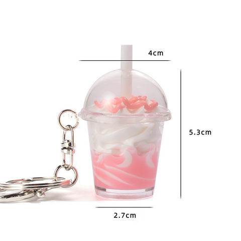 Chaveiro Feminino da Moda com Sorvete e Café, Criativo e Bonito com Bebidas Boba Bubble, Pingente de Presente