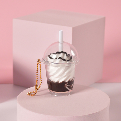 Chaveiro Feminino da Moda com Sorvete e Café, Criativo e Bonito com Bebidas Boba Bubble, Pingente de Presente