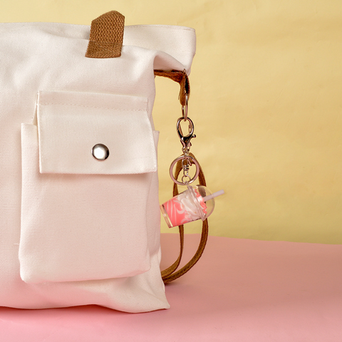 Chaveiro Feminino da Moda com Sorvete e Café, Criativo e Bonito com Bebidas Boba Bubble, Pingente de Presente