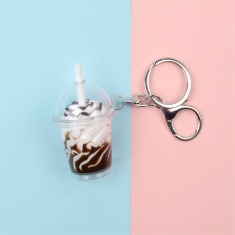 Chaveiro Feminino da Moda com Sorvete e Café, Criativo e Bonito com Bebidas Boba Bubble, Pingente de Presente