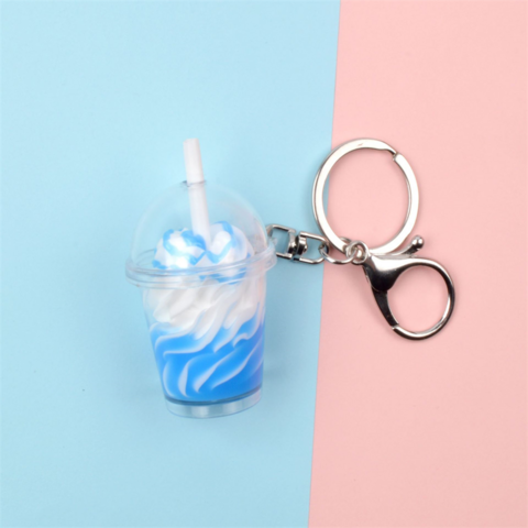 Chaveiro Feminino da Moda com Sorvete e Café, Criativo e Bonito com Bebidas Boba Bubble, Pingente de Presente