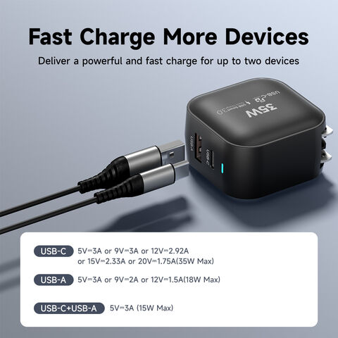 Cargador Doméstico Mini 2 en 1 PD 20W de Carga Rápida de 35W, Suministro de Fábrica, Cargadores de 30W para Xaomi para Bancos de Energía