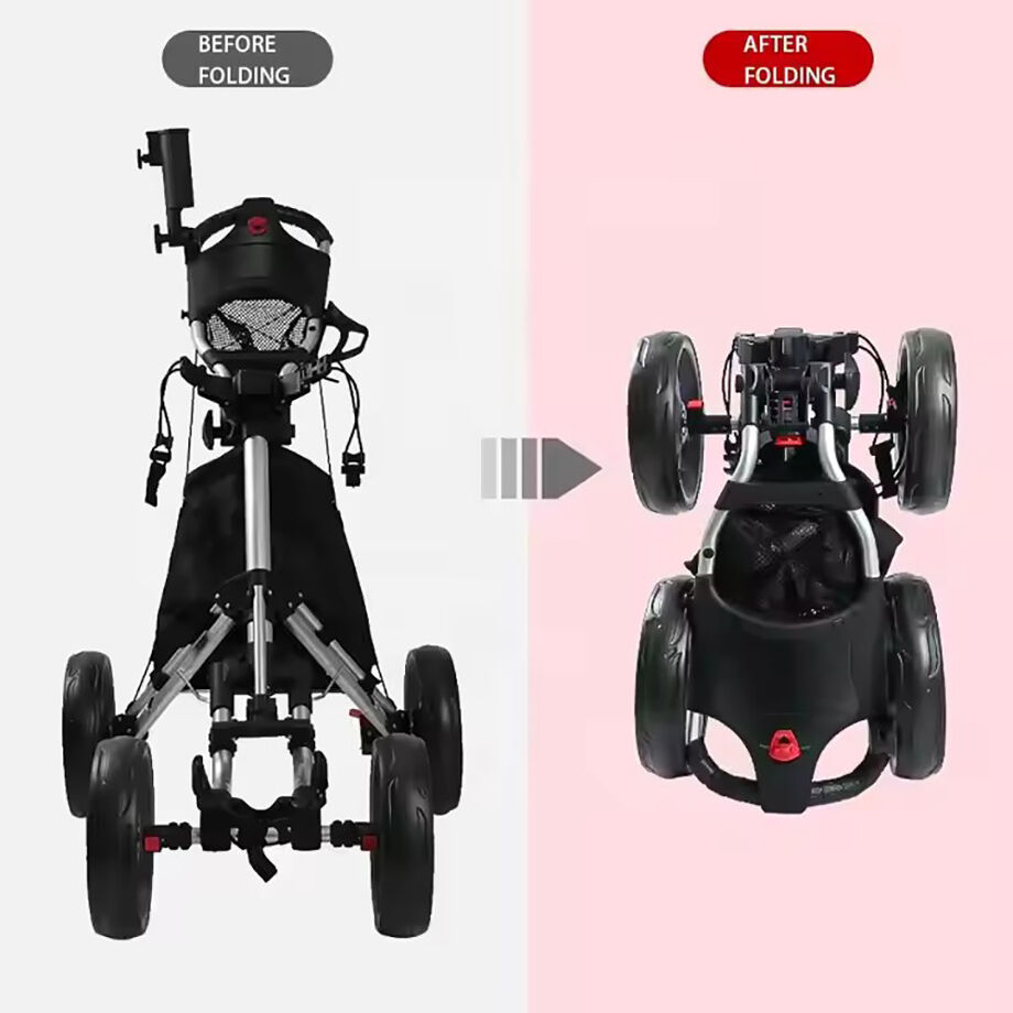 High Quality Foldable Aluminum Push Golf Cart 4 Wheel Golf Trolley With