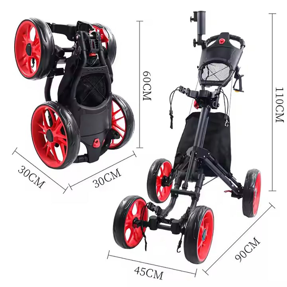 High Quality Foldable Aluminum Push Golf Cart 4 Wheel Golf Trolley With
