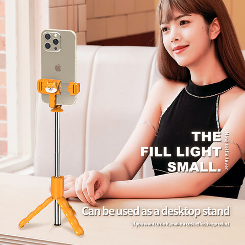 Bâton de Selfie Trépied Bluetooth Télécommande Universelle Intégrée pour Téléphone Portable avec Design de Dessin Animé en Gros - Support Photo/Vidéo en Direct