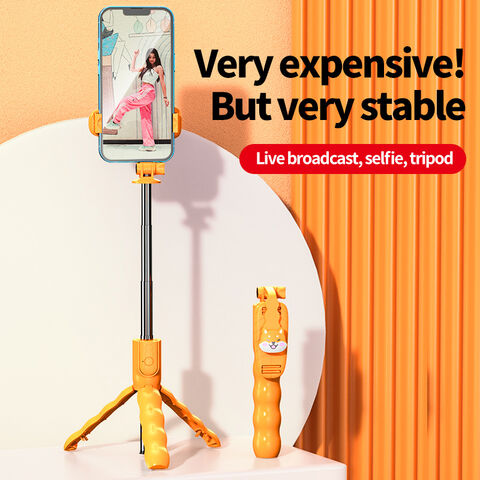 Bâton de Selfie Trépied Bluetooth Télécommande Universelle Intégrée pour Téléphone Portable avec Design de Dessin Animé en Gros - Support Photo/Vidéo en Direct