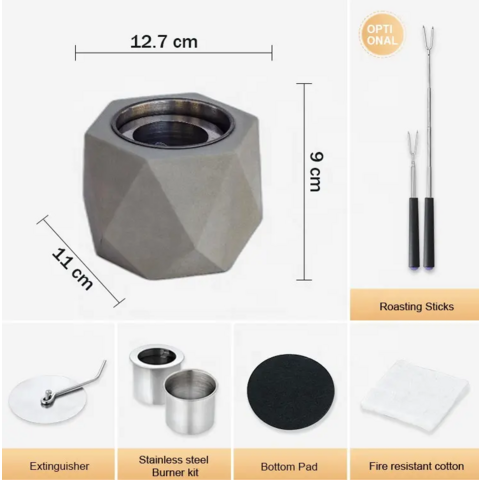 Mini lareira de mesa de concreto personalizada para interior e exterior, mini lareira portátil de álcool para mesa