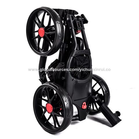 Carro de empuje de golf de aluminio con soporte de paraguas Nuevo estilo plegable altura ajustable 3 ruedas